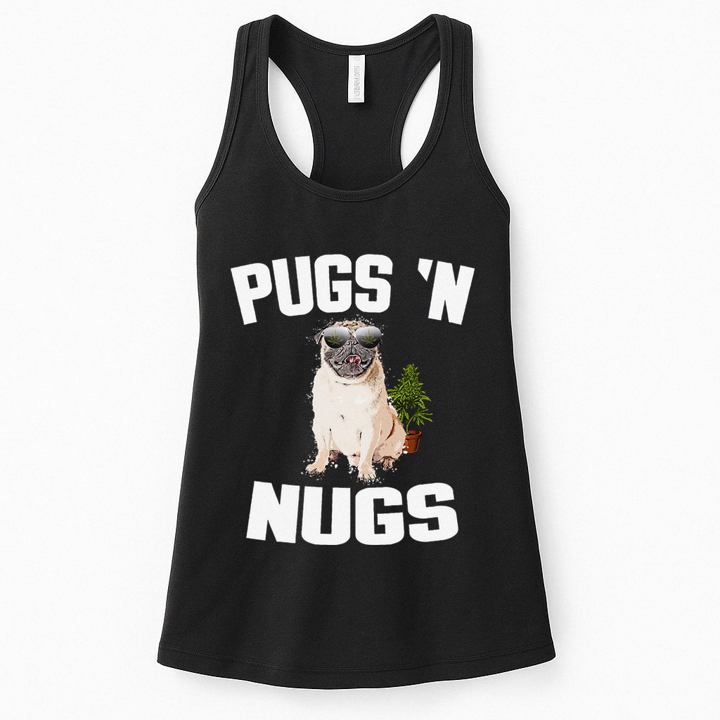 Pugs ´N Nugs Cannabis Pot Weed Smoking Smoke Hash Womens Tank Top