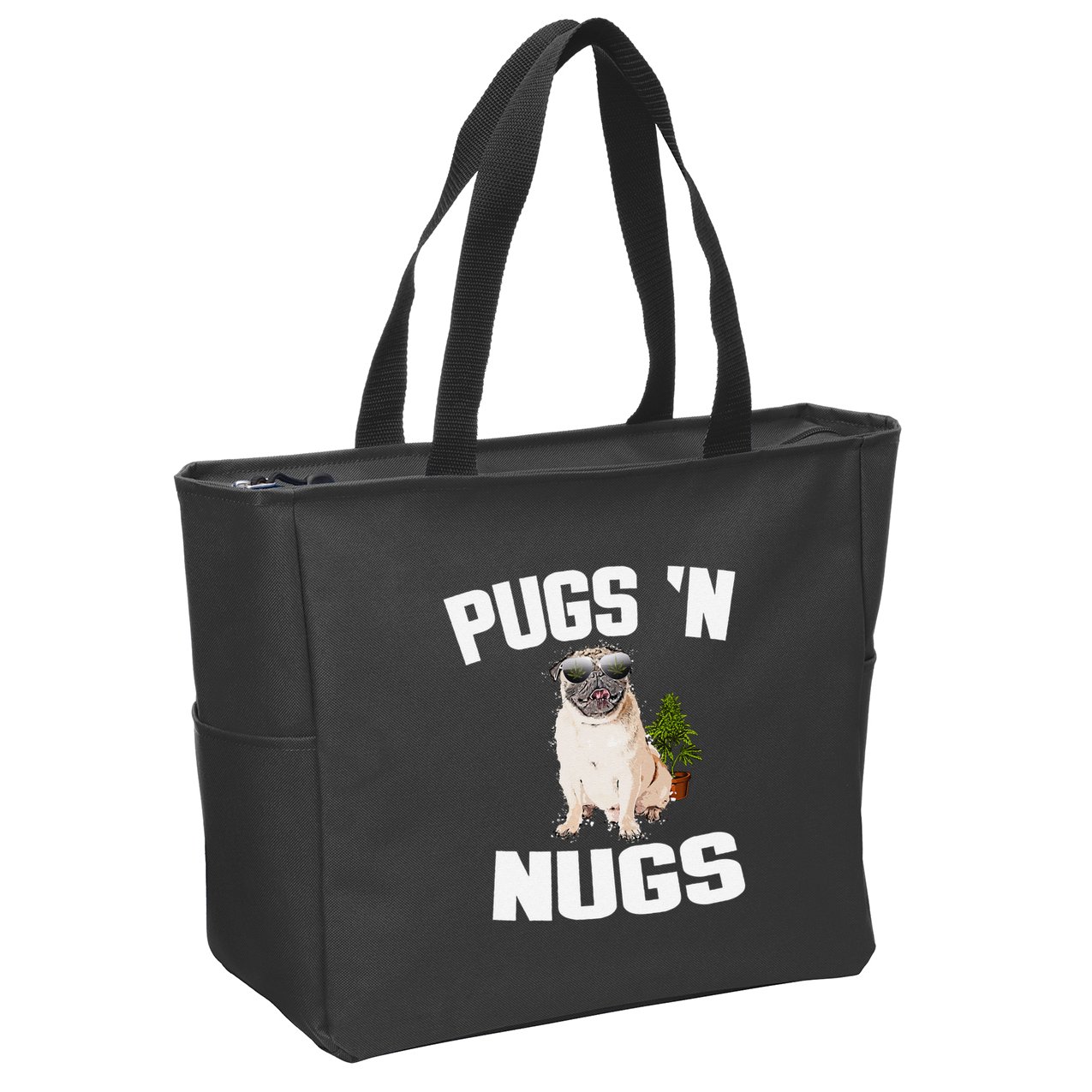 Pugs ´N Nugs Cannabis Pot Weed Smoking Smoke Hash Zip Tote Bag