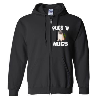 Pugs ´N Nugs Cannabis Pot Weed Smoking Smoke Hash Full Zip Hoodie