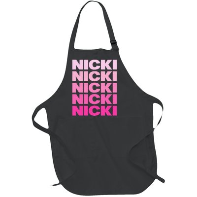 Personalized Name Nicki I Love Nicki Pink Full-Length Apron With Pockets