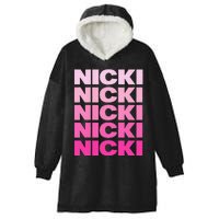 Personalized Name Nicki I Love Nicki Pink Hooded Wearable Blanket