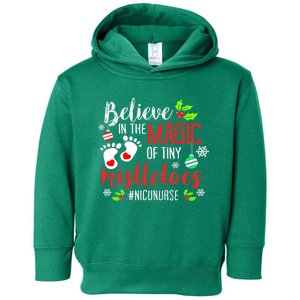 PEDS NICU Nurse Believin Magic Of Tiny Mistletoe Christmas Toddler Hoodie