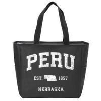 Peru Nebraska Ne Vintage Athletic Zip Tote Bag