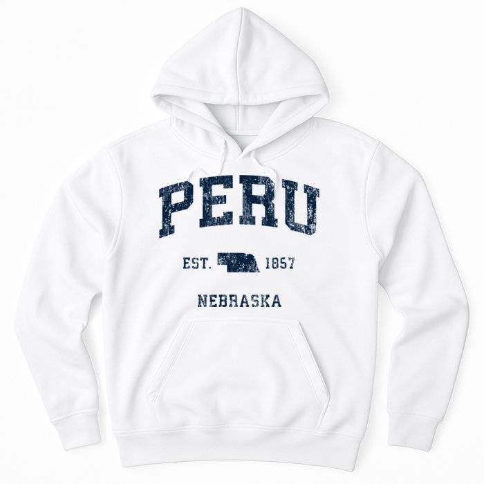 Peru Nebraska Ne Vintage Athletic Sports Design Hoodie