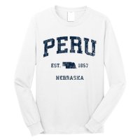 Peru Nebraska Ne Vintage Athletic Sports Design Long Sleeve Shirt