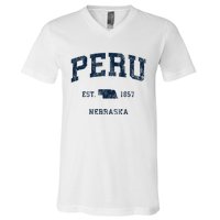 Peru Nebraska Ne Vintage Athletic Sports Design V-Neck T-Shirt