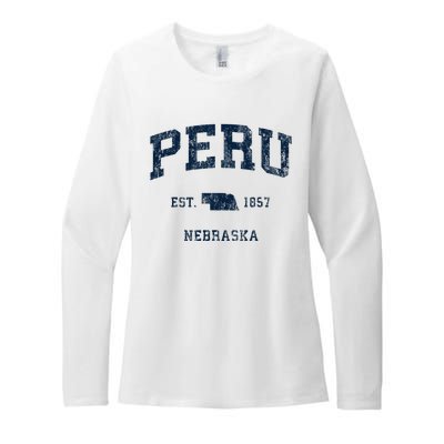 Peru Nebraska Ne Vintage Athletic Sports Design Womens CVC Long Sleeve Shirt