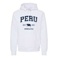 Peru Nebraska Ne Vintage Athletic Sports Design Premium Hoodie