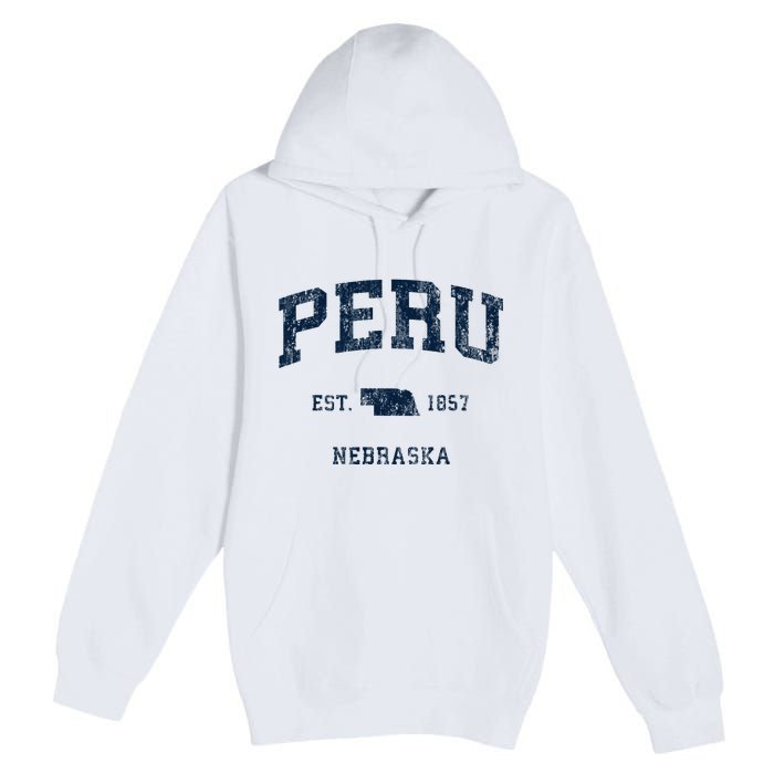 Peru Nebraska Ne Vintage Athletic Sports Design Premium Pullover Hoodie