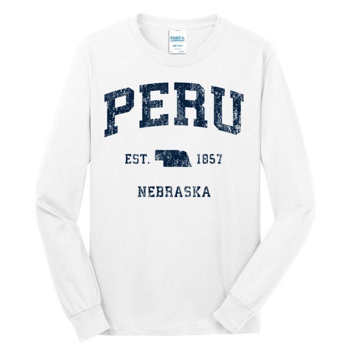 Peru Nebraska Ne Vintage Athletic Sports Design Tall Long Sleeve T-Shirt