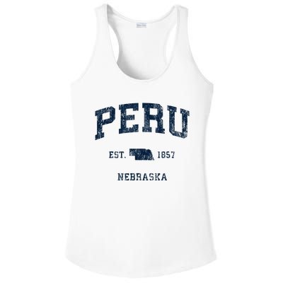 Peru Nebraska Ne Vintage Athletic Sports Design Ladies PosiCharge Competitor Racerback Tank