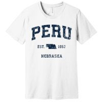 Peru Nebraska Ne Vintage Athletic Sports Design Premium T-Shirt