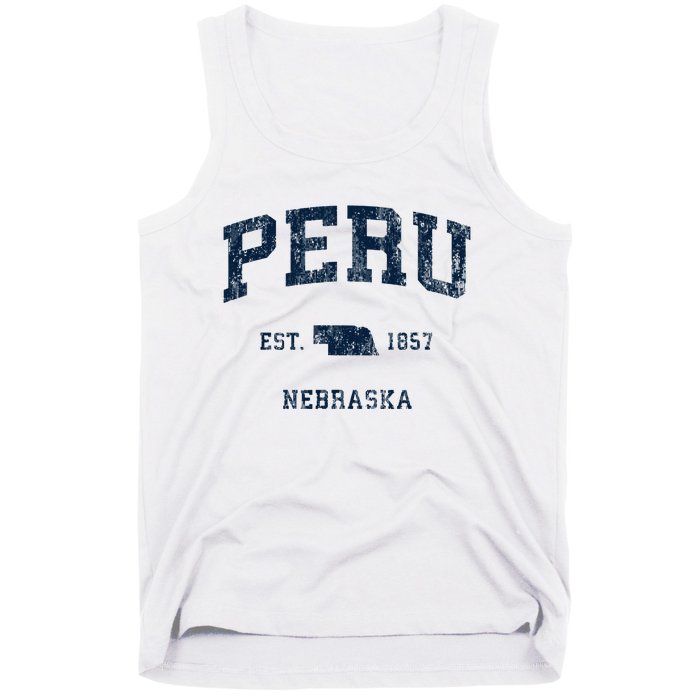 Peru Nebraska Ne Vintage Athletic Sports Design Tank Top