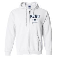 Peru Nebraska Ne Vintage Athletic Sports Design Full Zip Hoodie