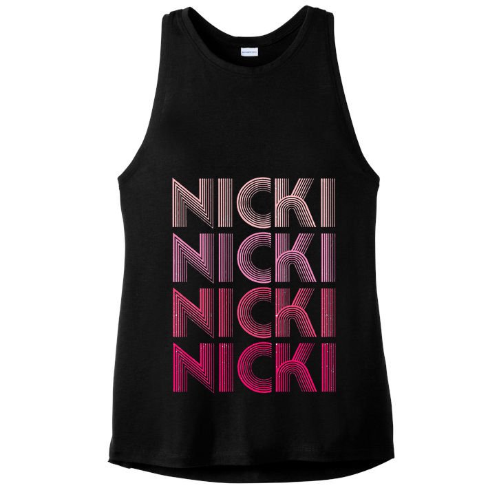 Personalized Name Nicki I Love Nicki Retro Ladies PosiCharge Tri-Blend Wicking Tank