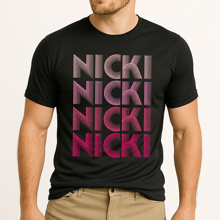 Personalized Name Nicki I Love Nicki Retro Performance Shirt