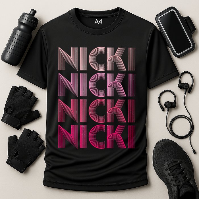 Personalized Name Nicki I Love Nicki Retro Performance Shirt