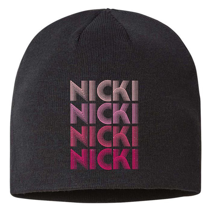 Personalized Name Nicki I Love Nicki Retro Sustainable Beanie