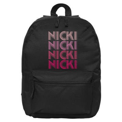 Personalized Name Nicki I Love Nicki Retro 16 in Basic Backpack