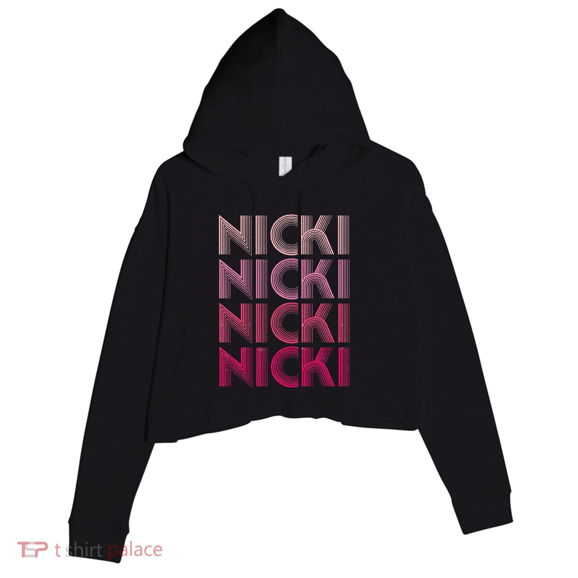 Personalized Name Nicki I Love Nicki Retro Crop Fleece Hoodie