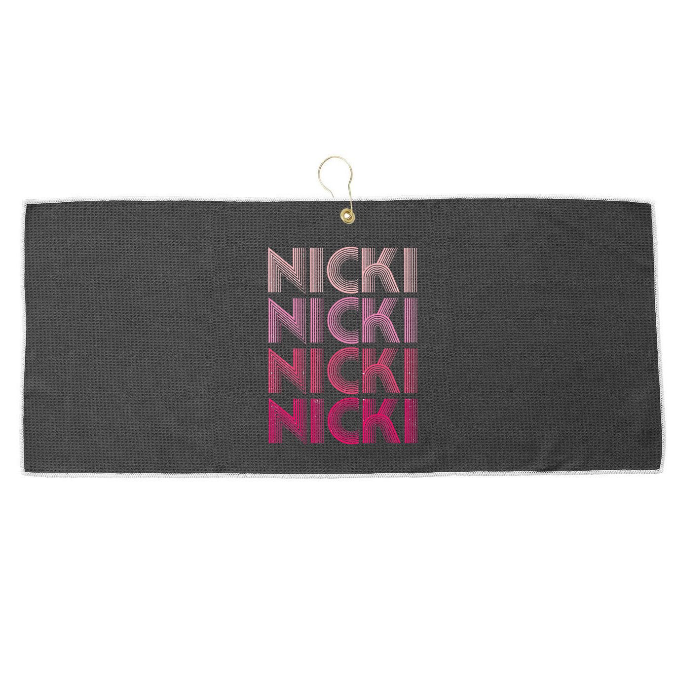Personalized Name Nicki I Love Nicki Retro Large Microfiber Waffle Golf Towel
