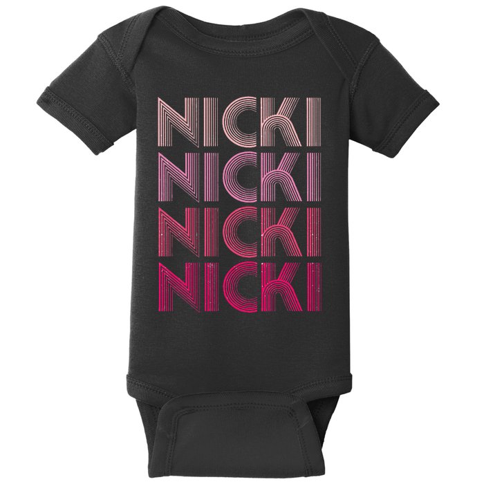 Personalized Name Nicki I Love Nicki Retro Baby Bodysuit