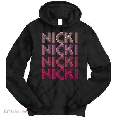 Personalized Name Nicki I Love Nicki Retro Tie Dye Hoodie