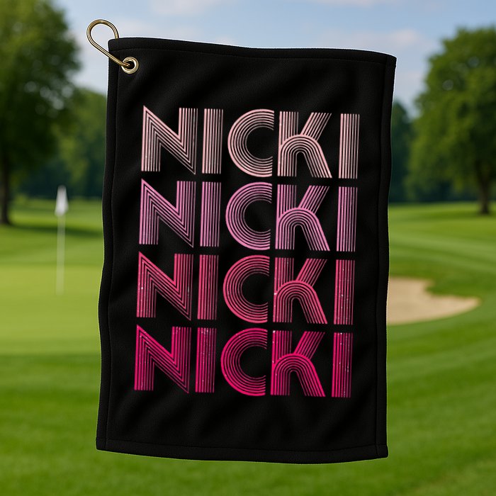 Personalized Name Nicki I Love Nicki Retro Golf Towel