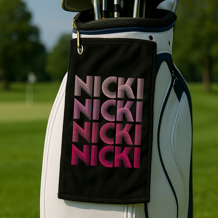 Personalized Name Nicki I Love Nicki Retro Golf Towel