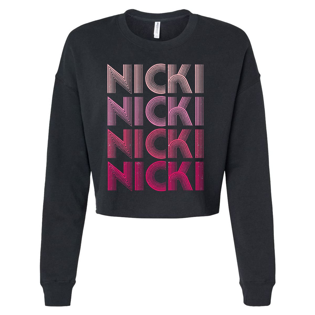 Personalized Name Nicki I Love Nicki Retro Cropped Pullover Crew