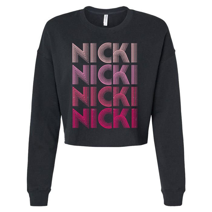 Personalized Name Nicki I Love Nicki Retro Cropped Pullover Crew