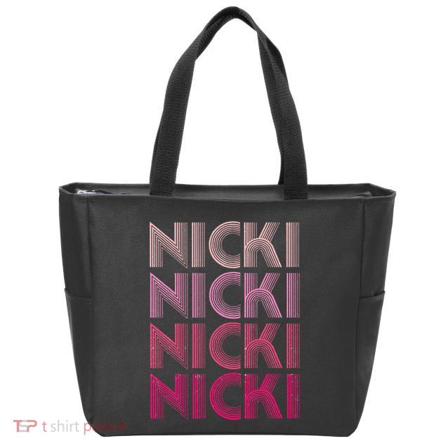 Personalized Name Nicki I Love Nicki Retro Zip Tote Bag