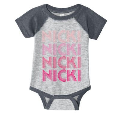 Personalized Name Nicki I Love Nicki Retro Infant Baby Jersey Bodysuit