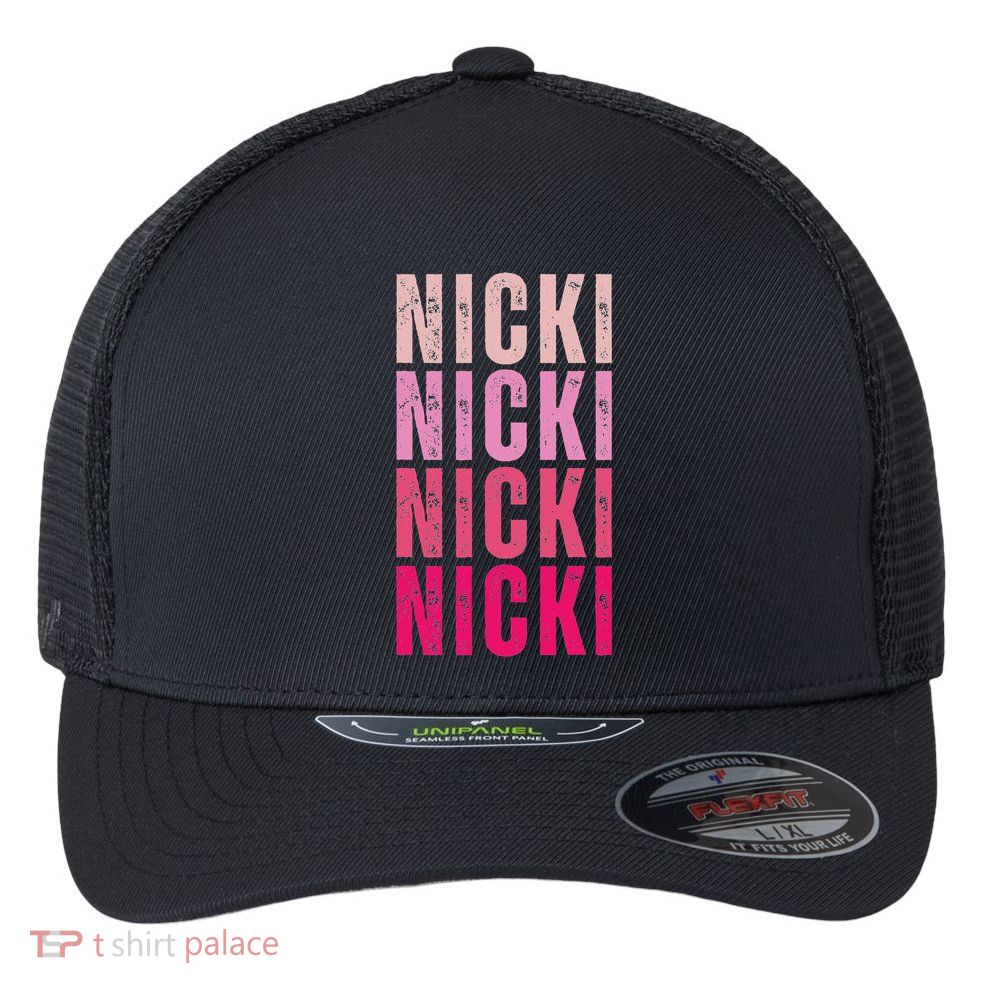 Personalized Name Nicki I Love Nicki Vintage Flexfit Unipanel Trucker Cap