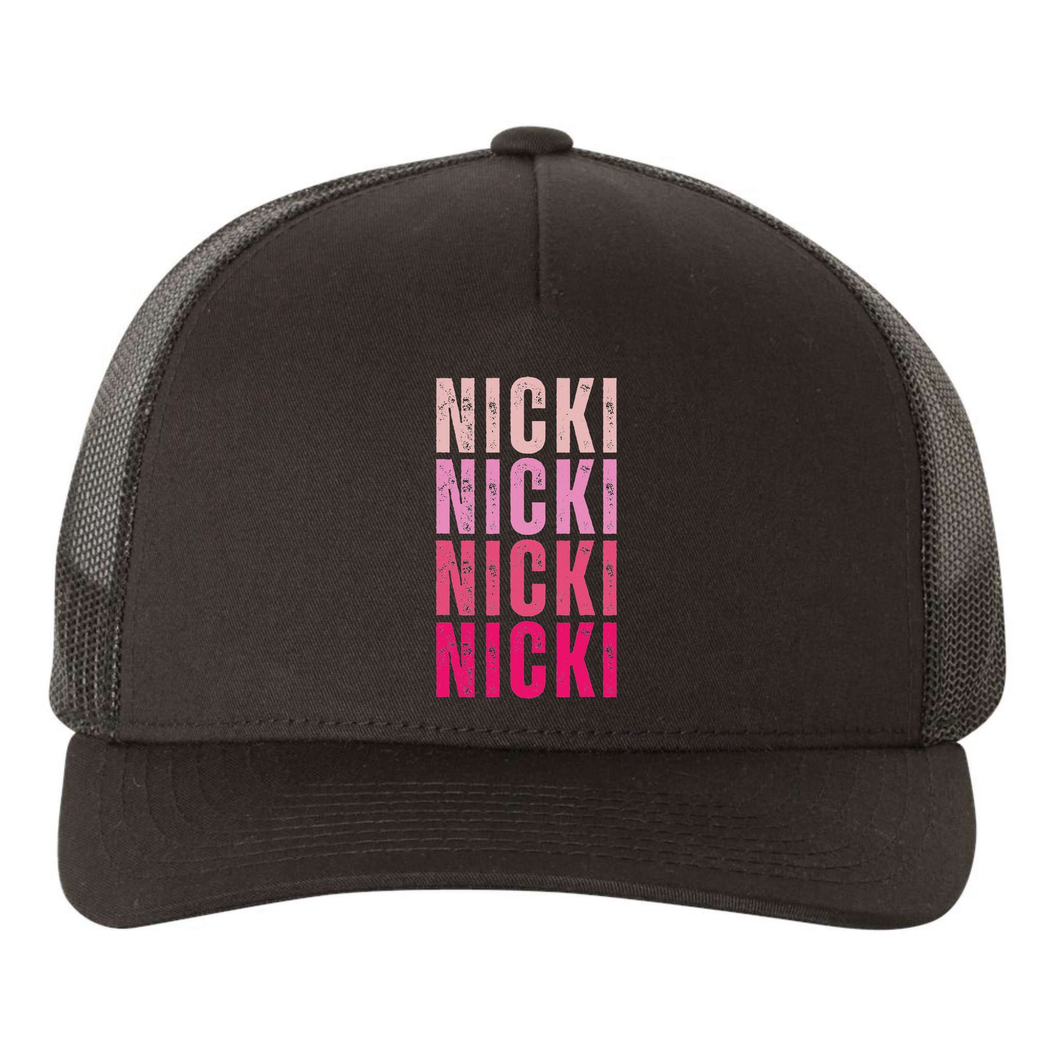 Personalized Name Nicki I Love Nicki Vintage Yupoong Adult 5-Panel Trucker Hat