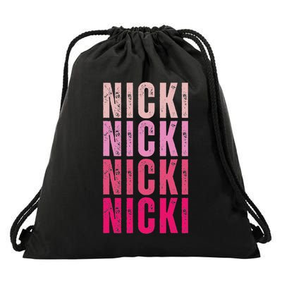 Personalized Name Nicki I Love Nicki Vintage Drawstring Bag