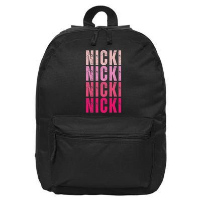 Personalized Name Nicki I Love Nicki Vintage 16 in Basic Backpack