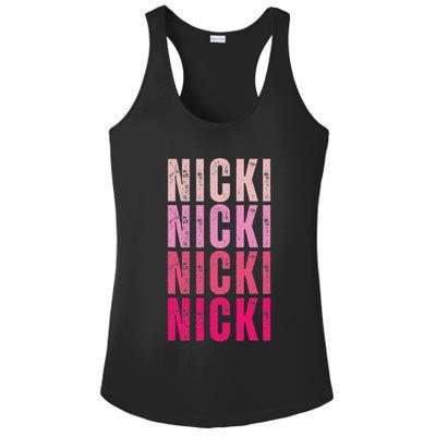 Personalized Name Nicki I Love Nicki Vintage Ladies PosiCharge Competitor Racerback Tank