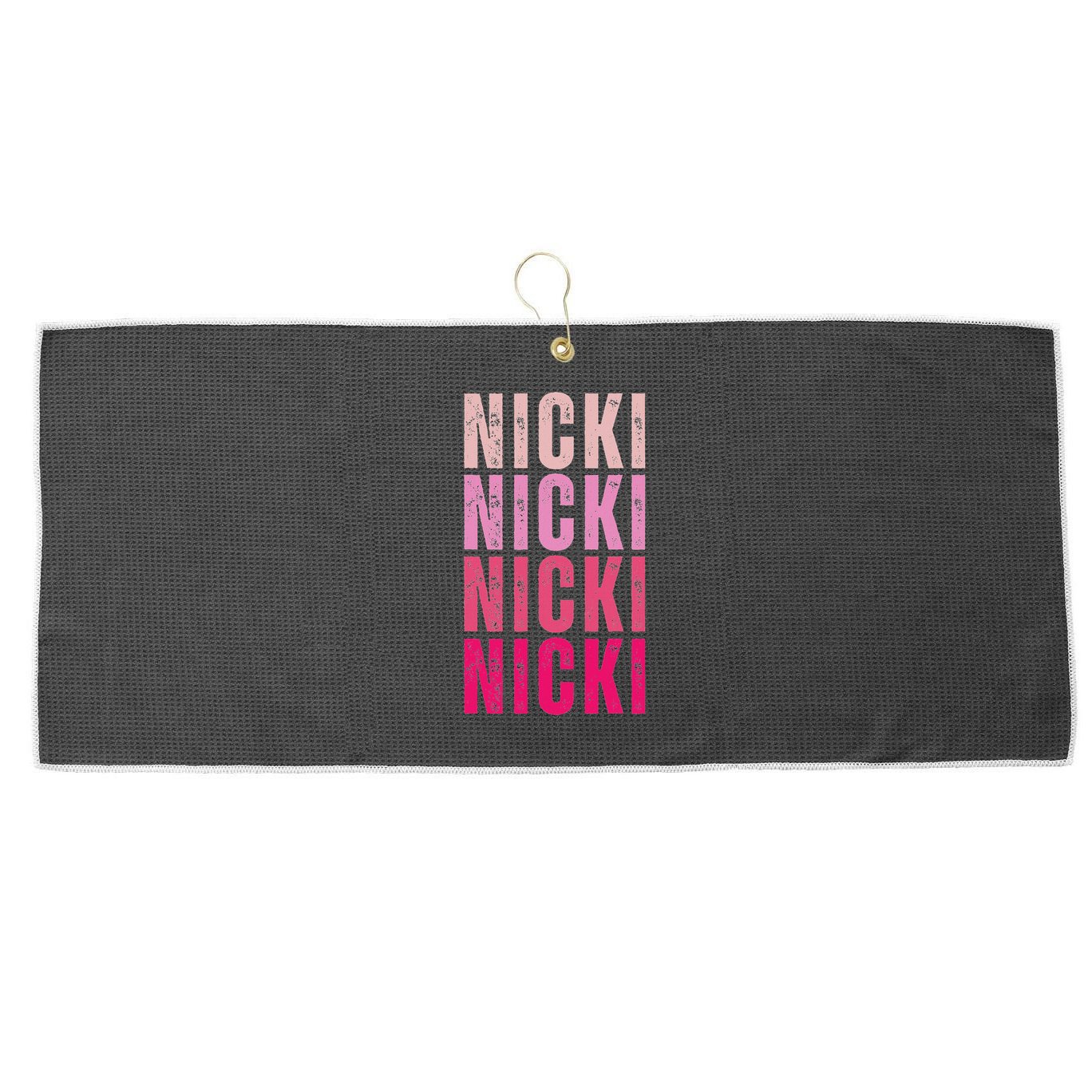 Personalized Name Nicki I Love Nicki Vintage Large Microfiber Waffle Golf Towel