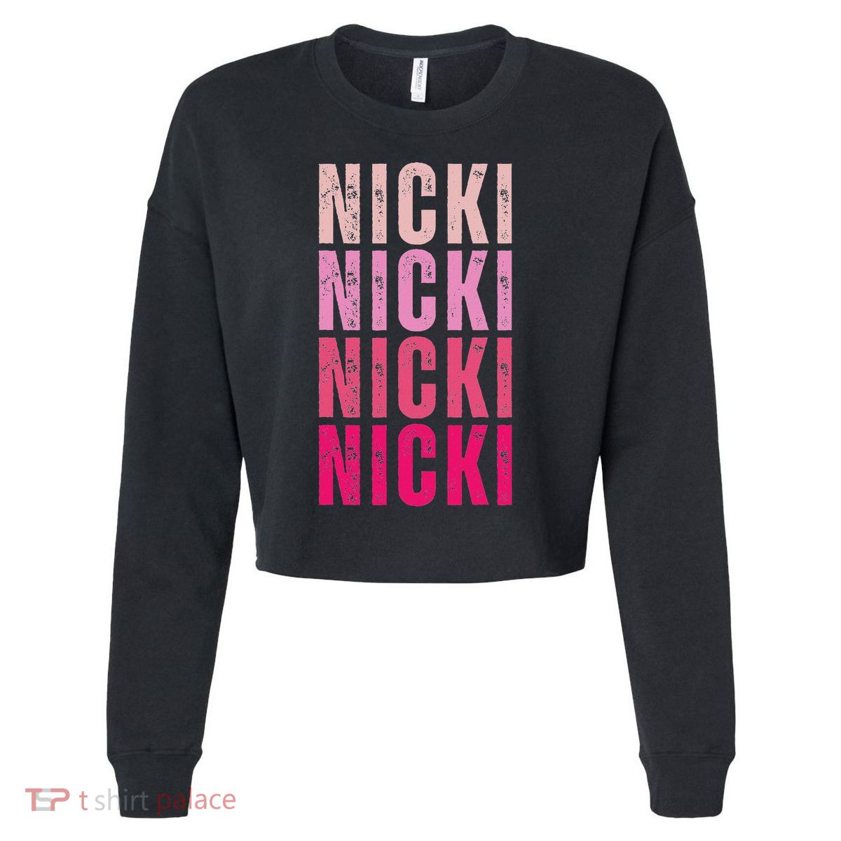 Personalized Name Nicki I Love Nicki Vintage Cropped Pullover Crew
