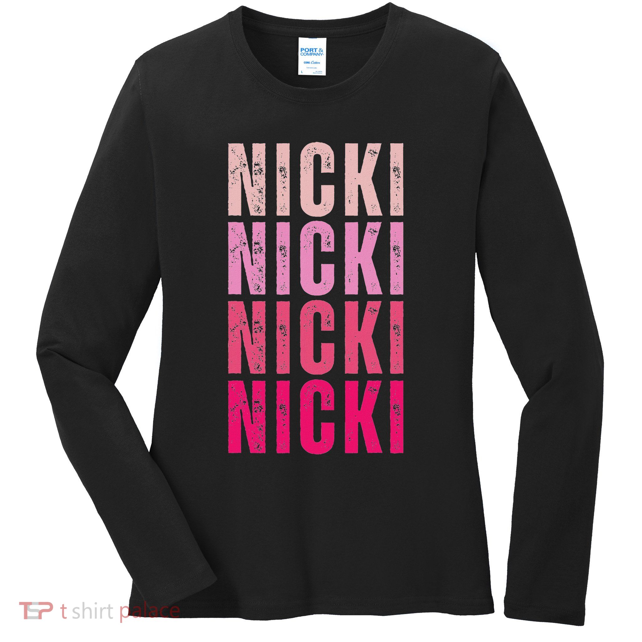Personalized Name Nicki I Love Nicki Vintage Ladies Long Sleeve Shirt