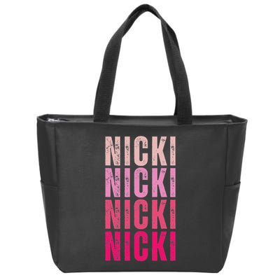 Personalized Name Nicki I Love Nicki Vintage Zip Tote Bag