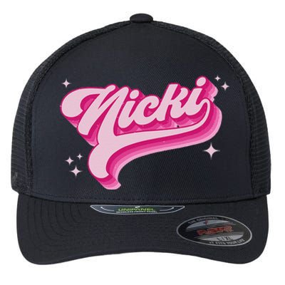 Personalized Name Nicki I Love Nicki Groovy Gift Flexfit Unipanel Trucker Cap