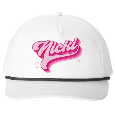 Personalized Name Nicki I Love Nicki Groovy Gift Snapback Five-Panel Rope Hat