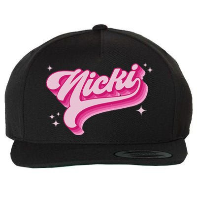 Personalized Name Nicki I Love Nicki Groovy Gift Wool Snapback Cap