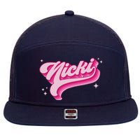 Personalized Name Nicki I Love Nicki Groovy Gift 7 Panel Mesh Trucker Snapback Hat