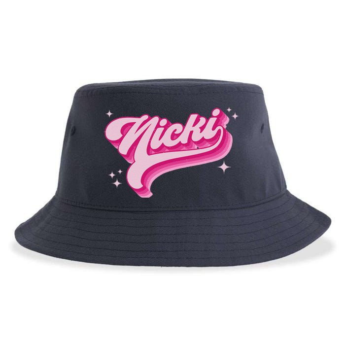 Personalized Name Nicki I Love Nicki Groovy Gift Sustainable Bucket Hat