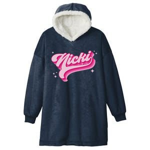 Personalized Name Nicki I Love Nicki Groovy Gift Hooded Wearable Blanket