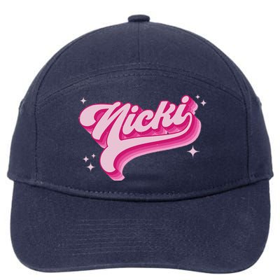 Personalized Name Nicki I Love Nicki Groovy Gift 7-Panel Snapback Hat