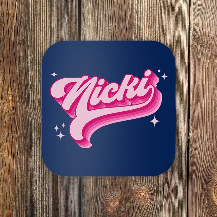 Personalized Name Nicki I Love Nicki Groovy Gift Coaster